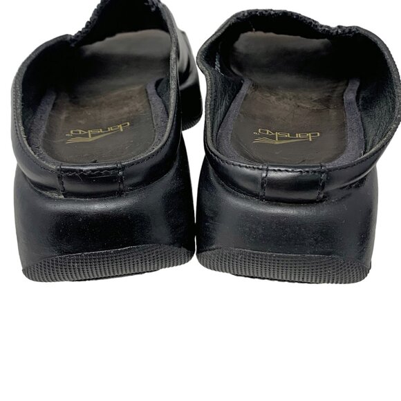 Retro Dansko Black Leather with Elastic Leather‎ Vamp Clog Slides - Picture 4 of 12